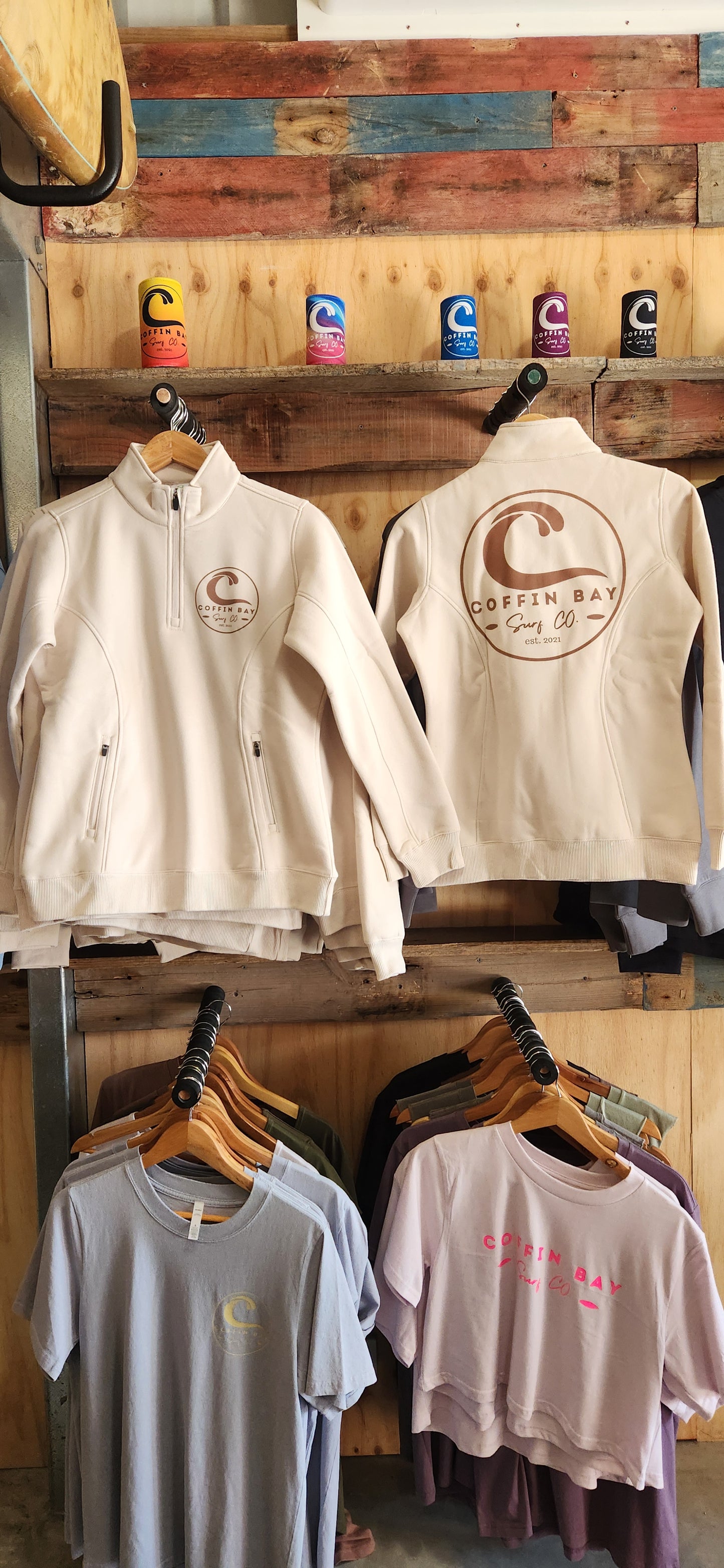 Women's 3/4 zip natural crew