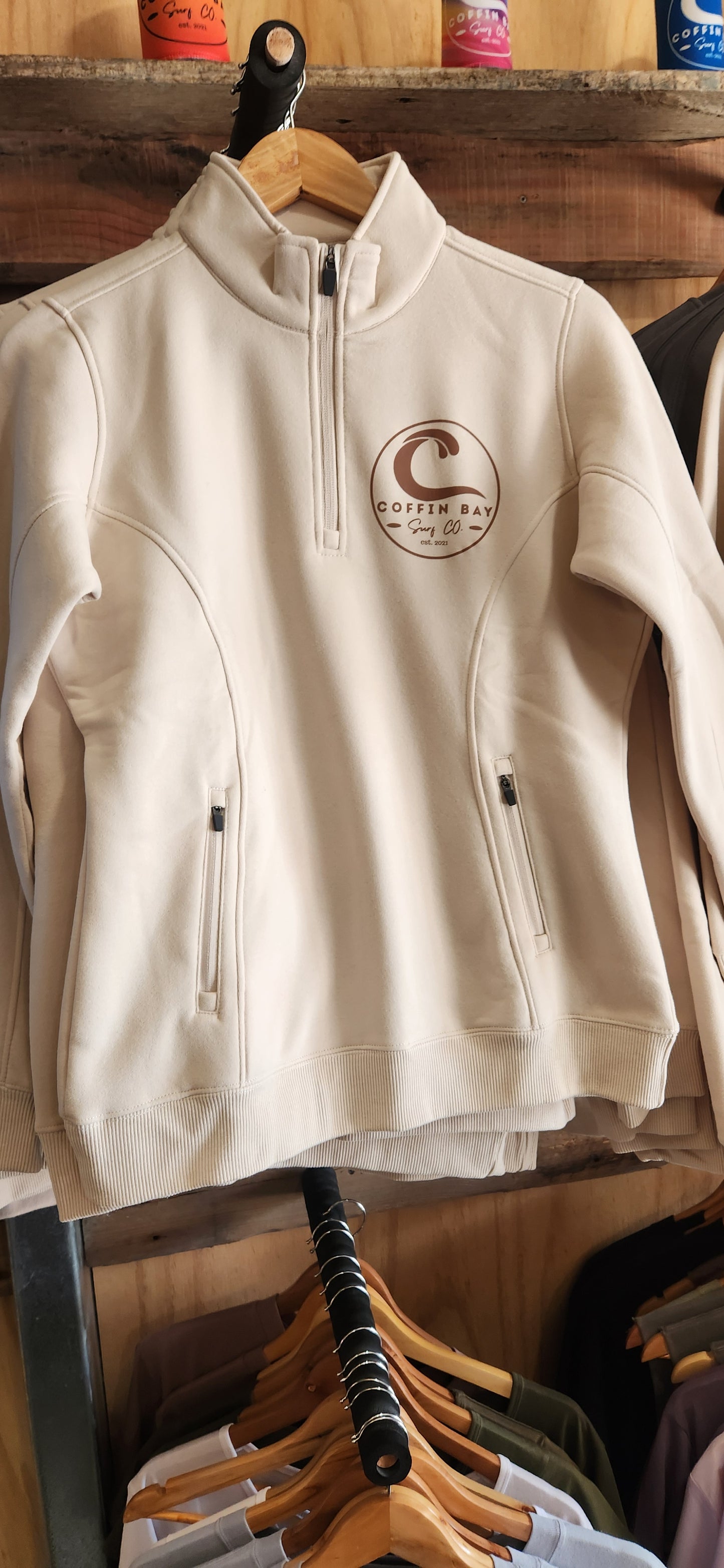 Women's 3/4 zip natural crew