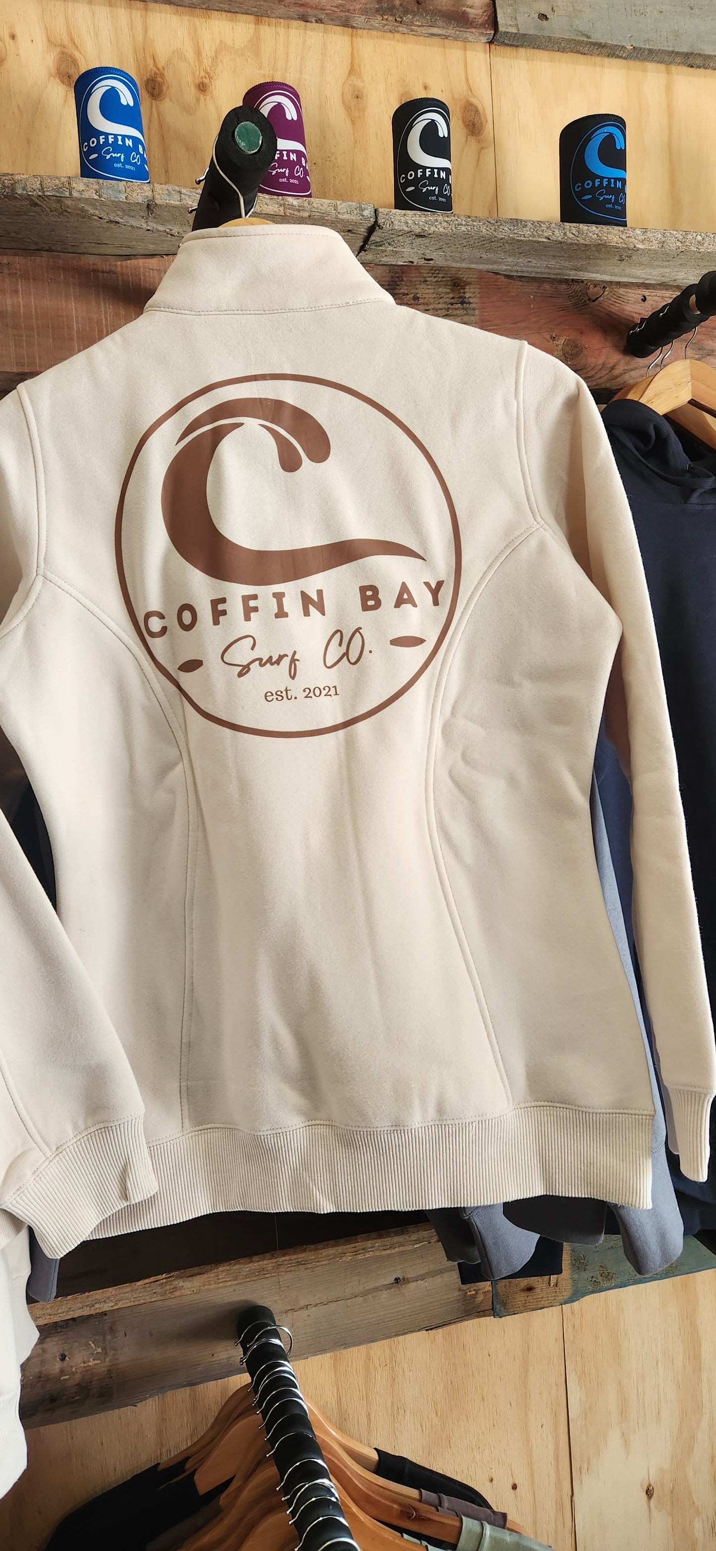 Women's 3/4 zip natural crew